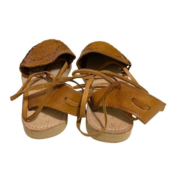 Cacahi's Mexican Huarache Lace Up Sandals Womens Size 3 Tan Beach Culture Boho - Picture 3 of 7